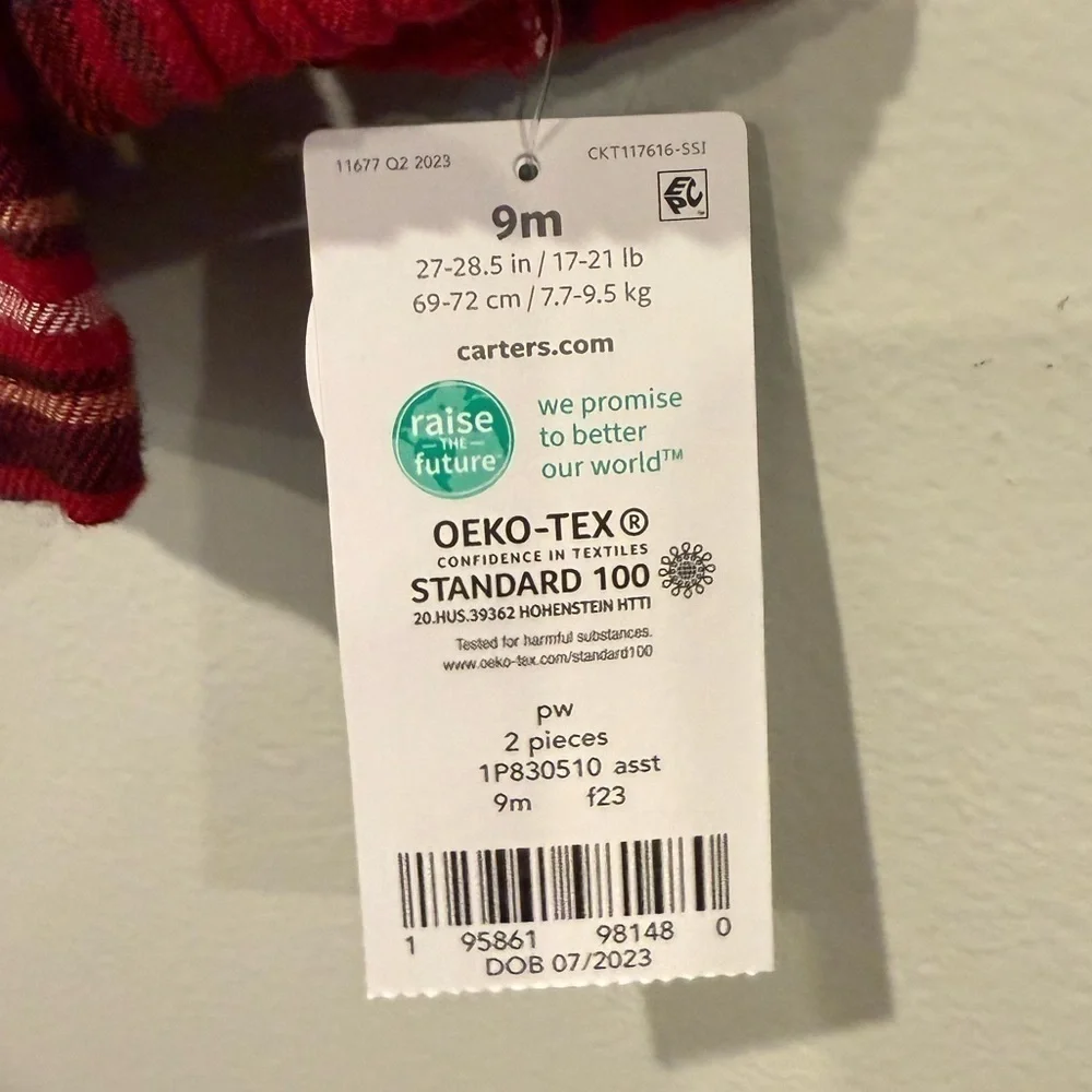 Carter’s Baby Girl 9 mo. Christmas Holiday Long Sleeve Top Only NWT